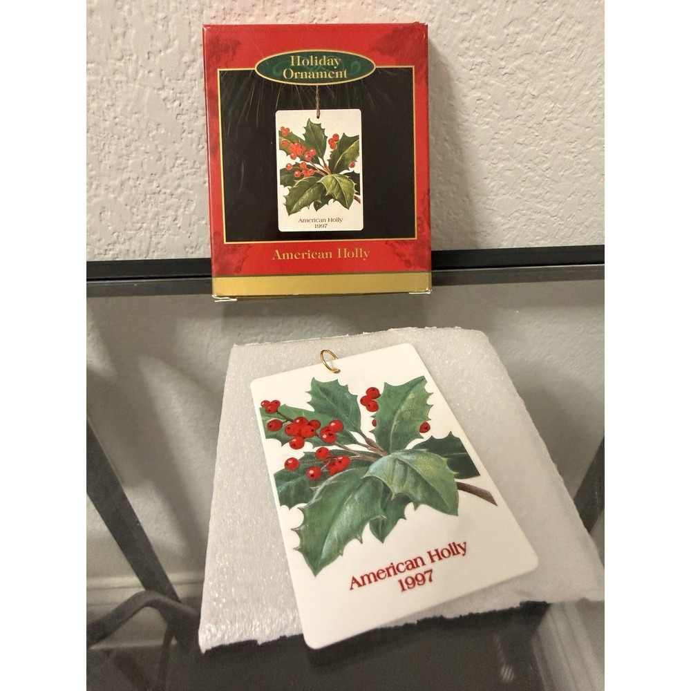 VTG 1997 HALLMARK ENSEMBLE Christmas Ornament‎ U.S. American USPS Stamps Holly